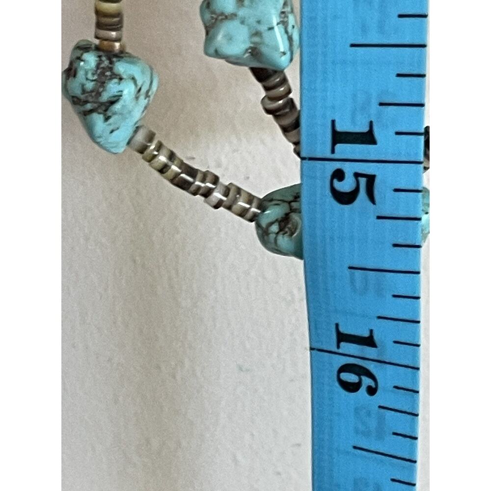 Double Strand Zuni Turquoise Nugget Handcut Heishi Native American Necklace - Picture 12 of 13